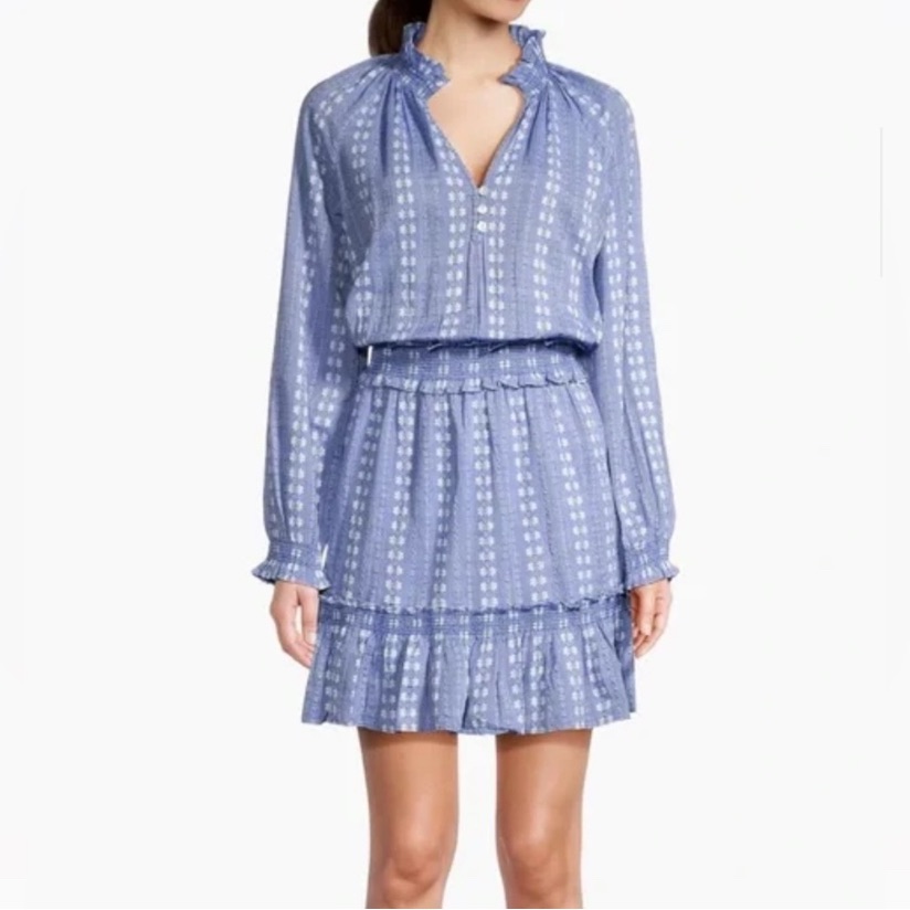 Veronica Beard Espie Cotton Smocked Mini Dress Sz S